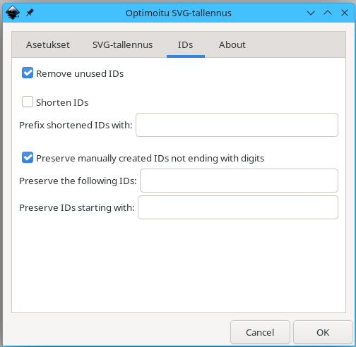 Optiomoitu SVG -dialogi