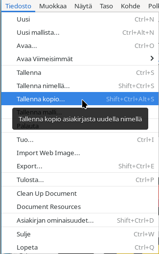 Tallenna-valikko