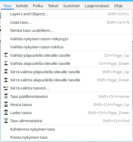 Tasot-valikko