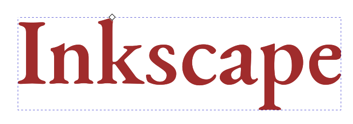 Punainen teksti "Inkscape" ja linkitetyn koon kahva