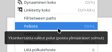Polku-valikon "Pelkistä"