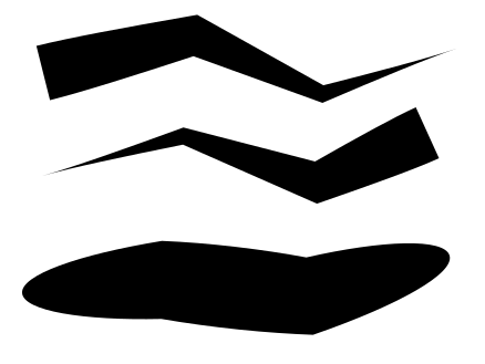Kolme viivaa triangle in -, triangle out - ja ellipsi-shape-asetuksella