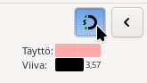 Tarttumisnappi klikattuna päälle. Kuvakkeena magneetti.