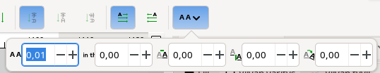 Tekstin hienosäätöasetukset numeerisina