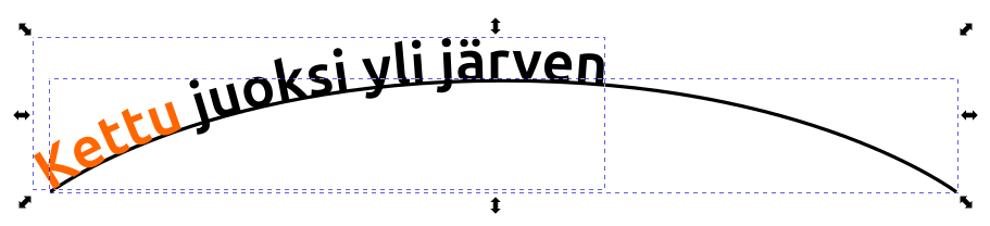 Teksti polulla alkaen polun alusta